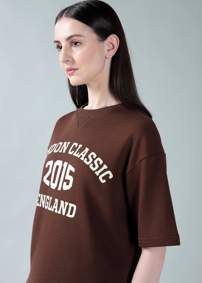Oversized athleisure tee Brown