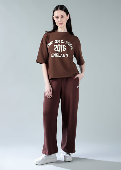 Oversized athleisure tee Brown