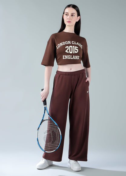Oversized athleisure tee Brown